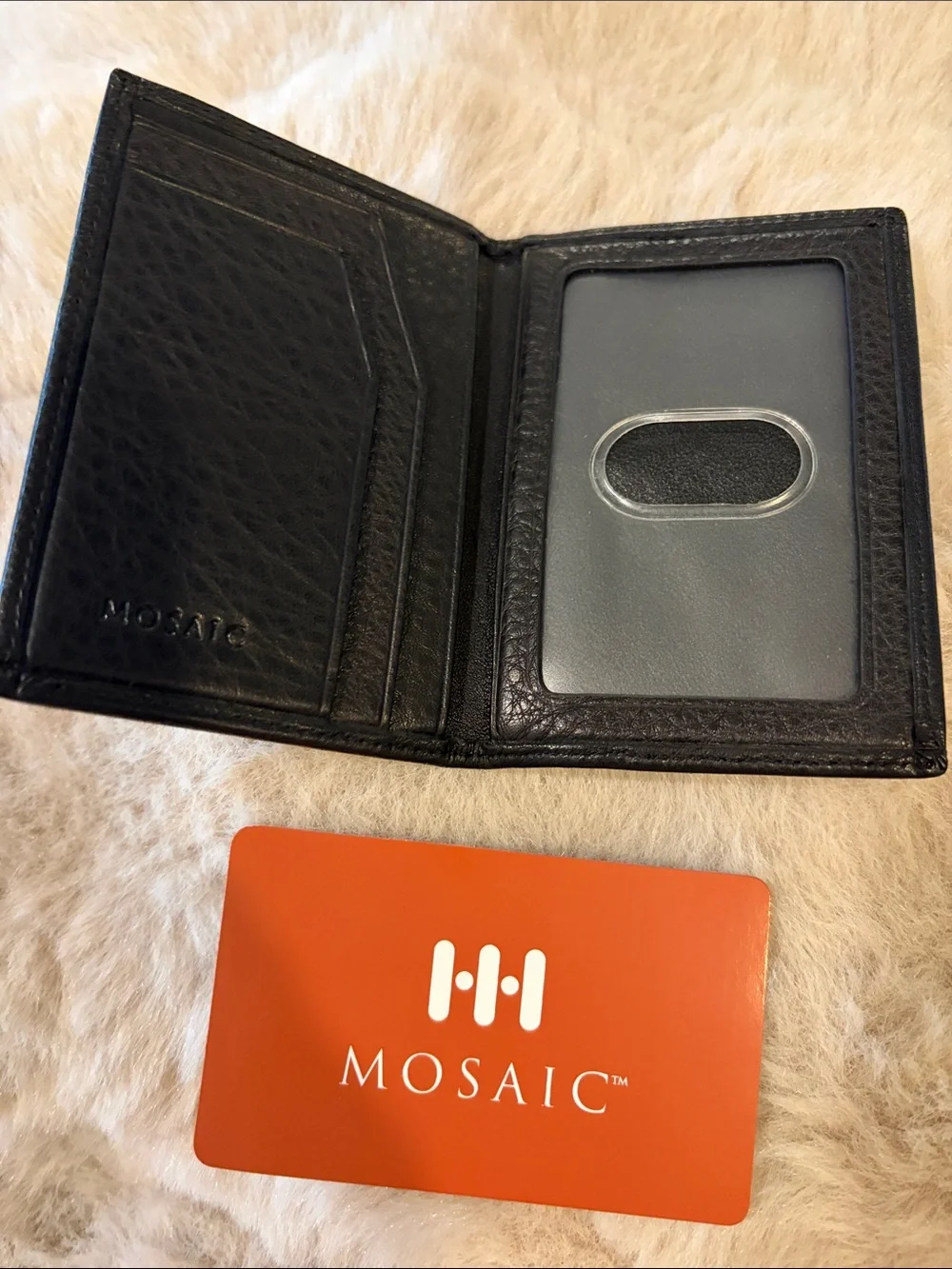 Mosaic Black Leather Men's Card Holder